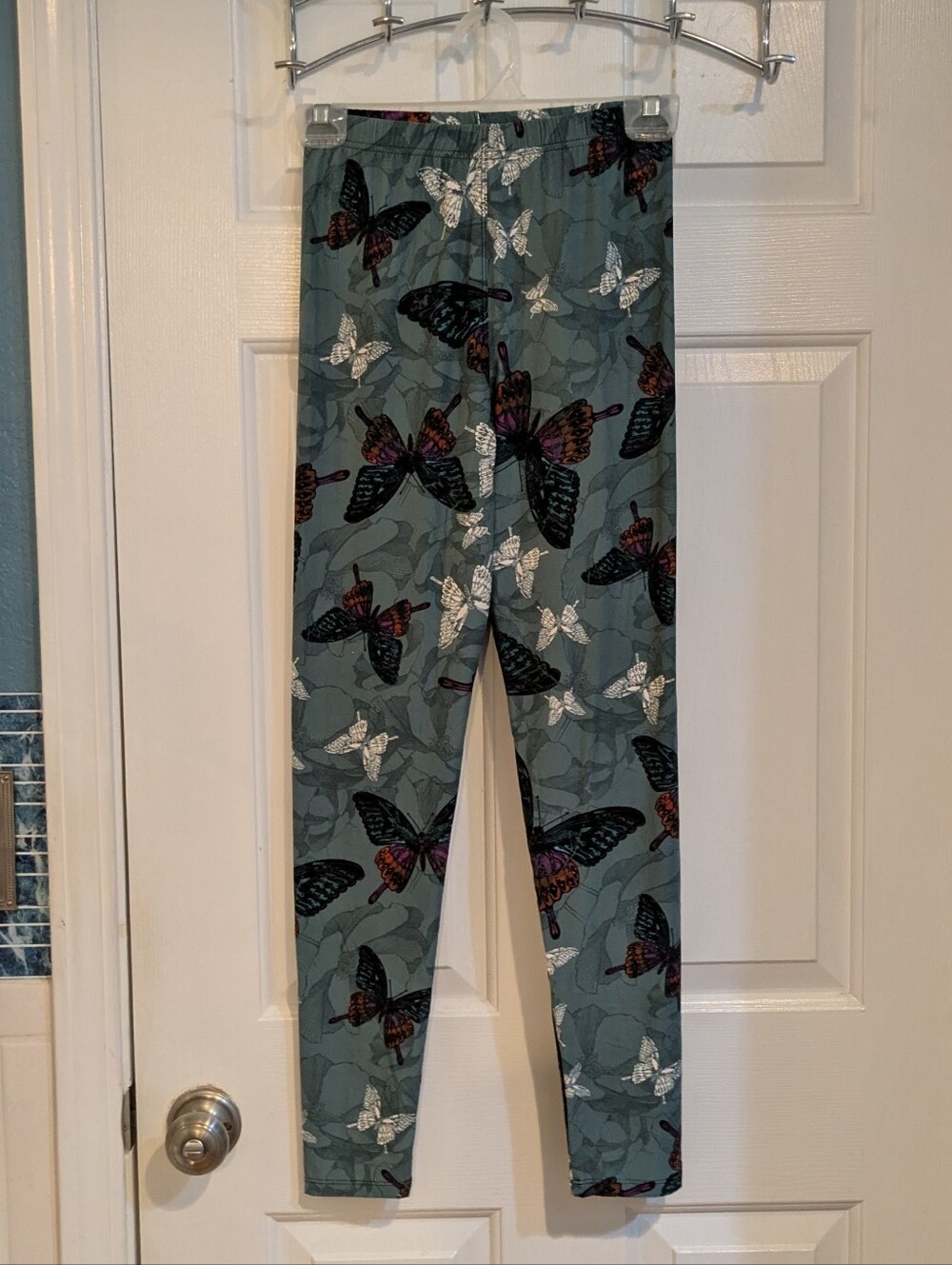 Teal Butterfly Print Leggings